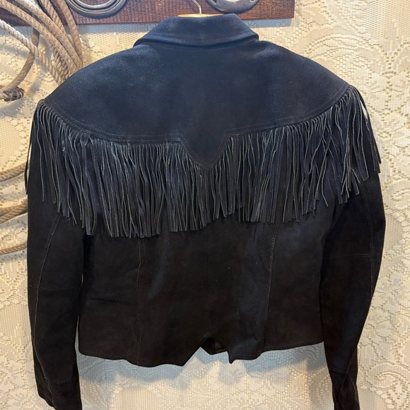 PIONEER Women's Black Fringe Blazer jacket size Medium Large - Picture 5 of 12